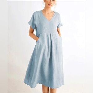NWOT Grae Cove Linen Dress Sky Blue Color Size M